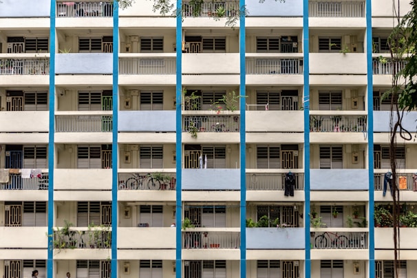 blue and white concrete building during daytime
