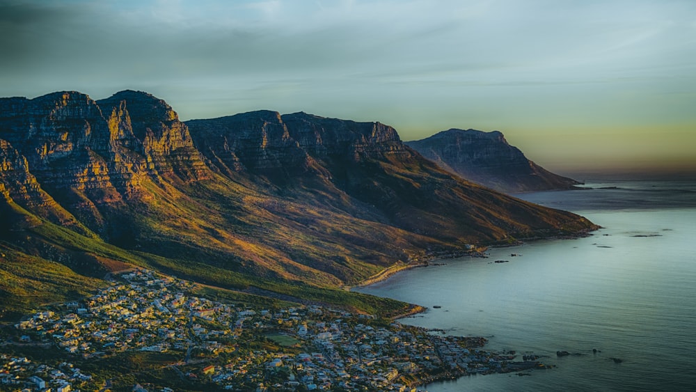 aerial view of city near mountain during daytime