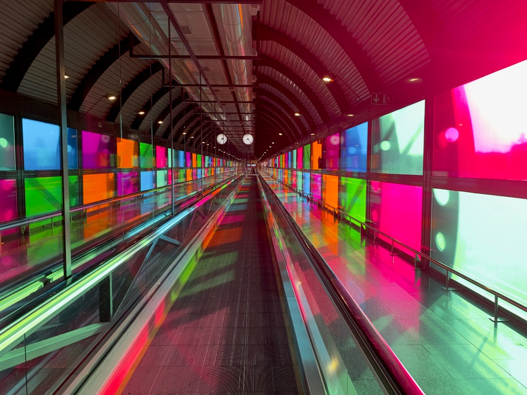 red blue green and yellow tunnel, Tunnel full of colors.