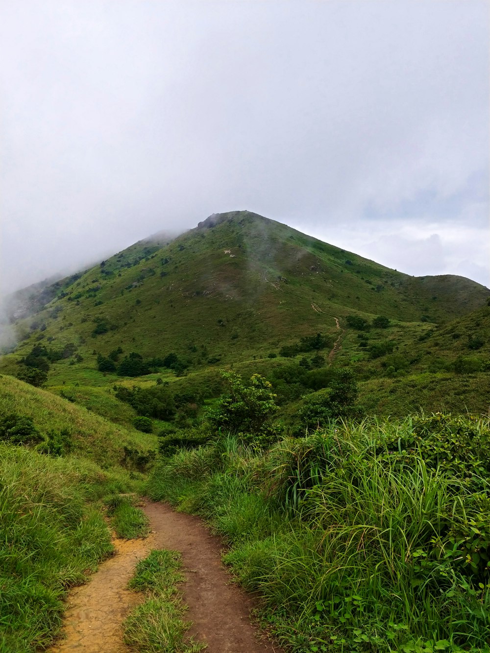 green grass field on hill under white clouds during daytime