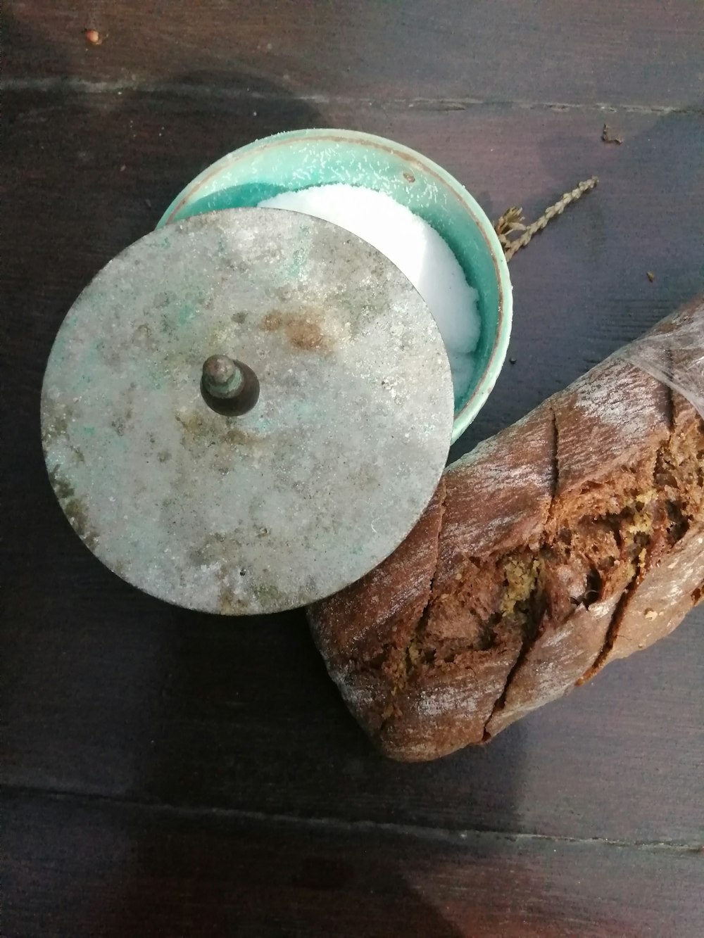 brown bread on white round plate