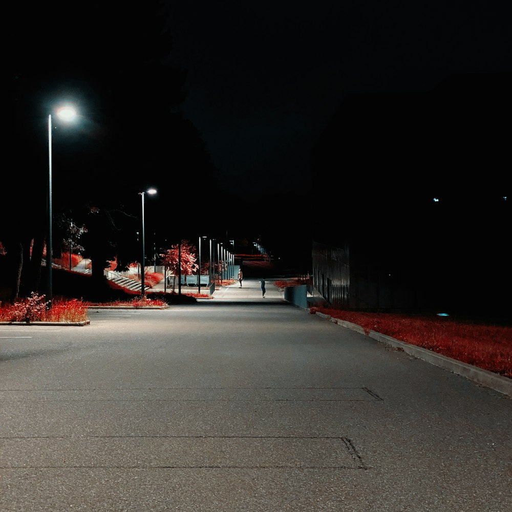 gray concrete road during night time
