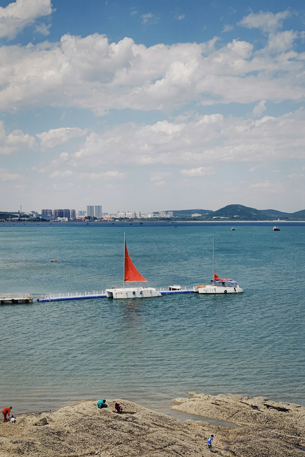 white and red sail boat on sea during daytime