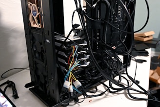 black and white electric wires