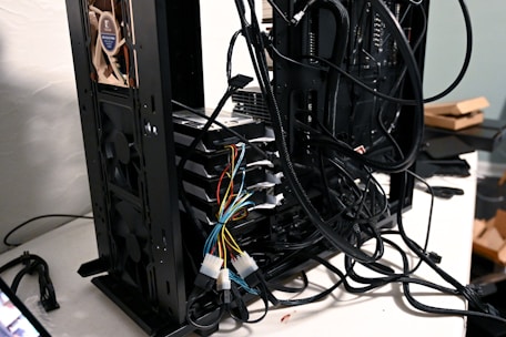 black and white electric wires