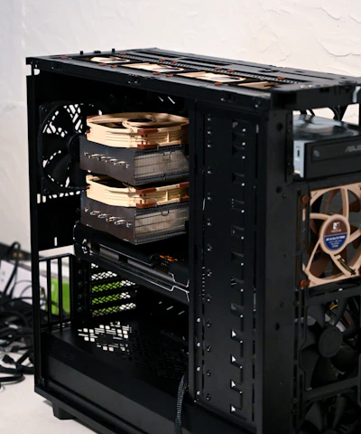 black and brown computer tower