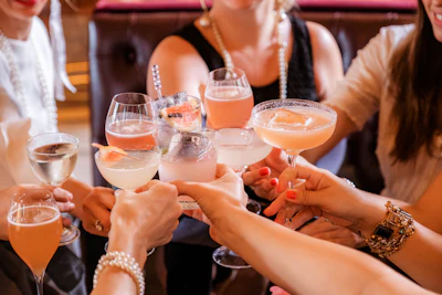 Colorful cocktails being served at a stylish social gathering