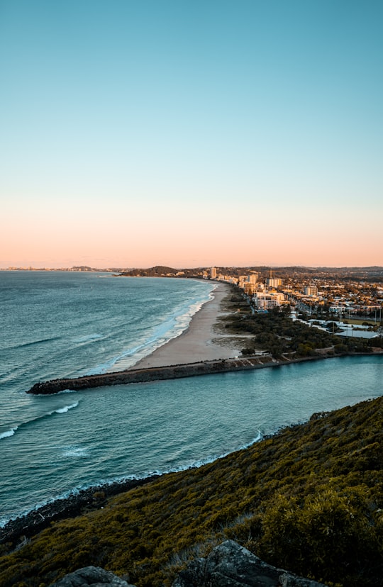 aerial view of green and brown island during daytime in Burleigh Head National Park Australia