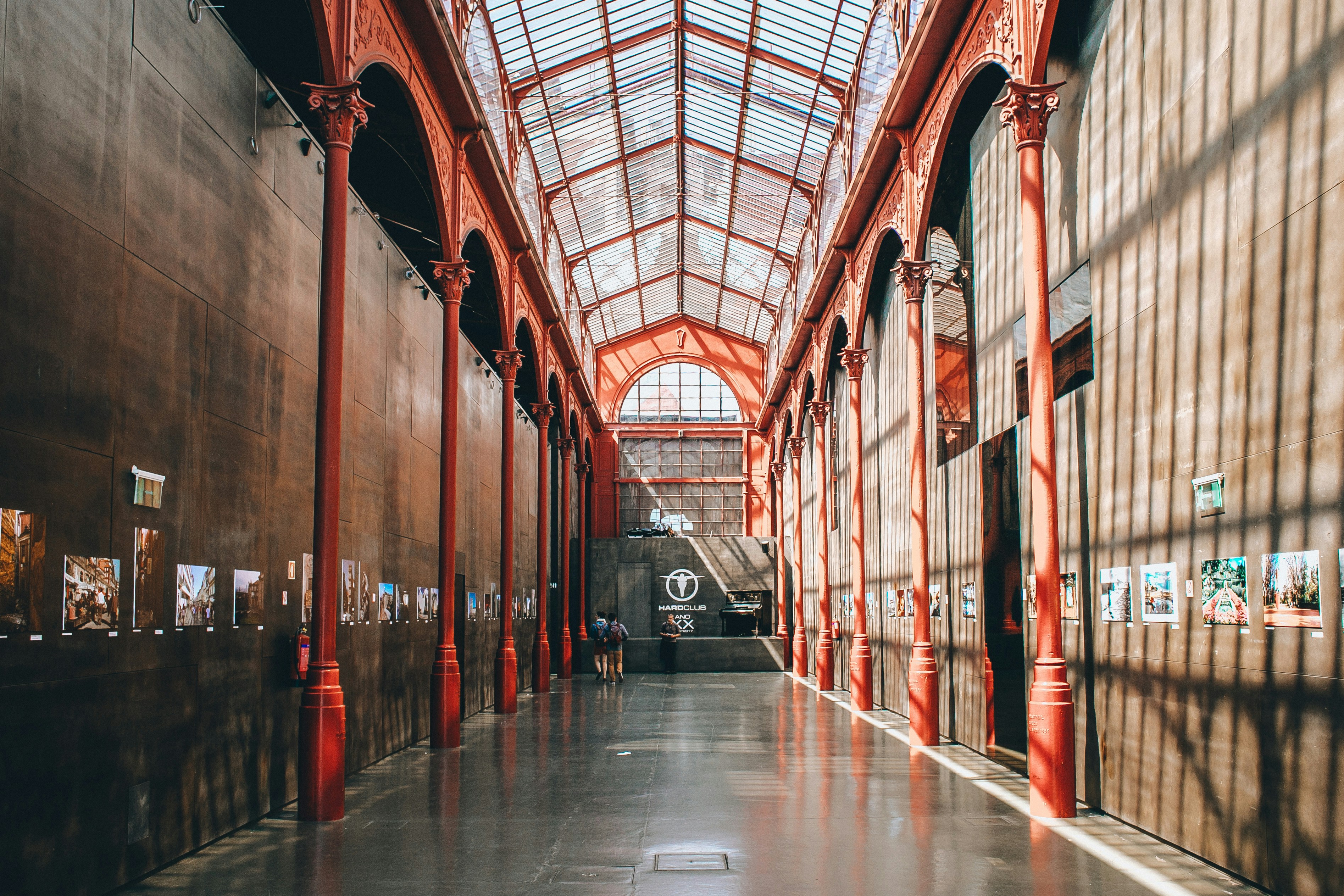 brown wooden hallway with no people, 