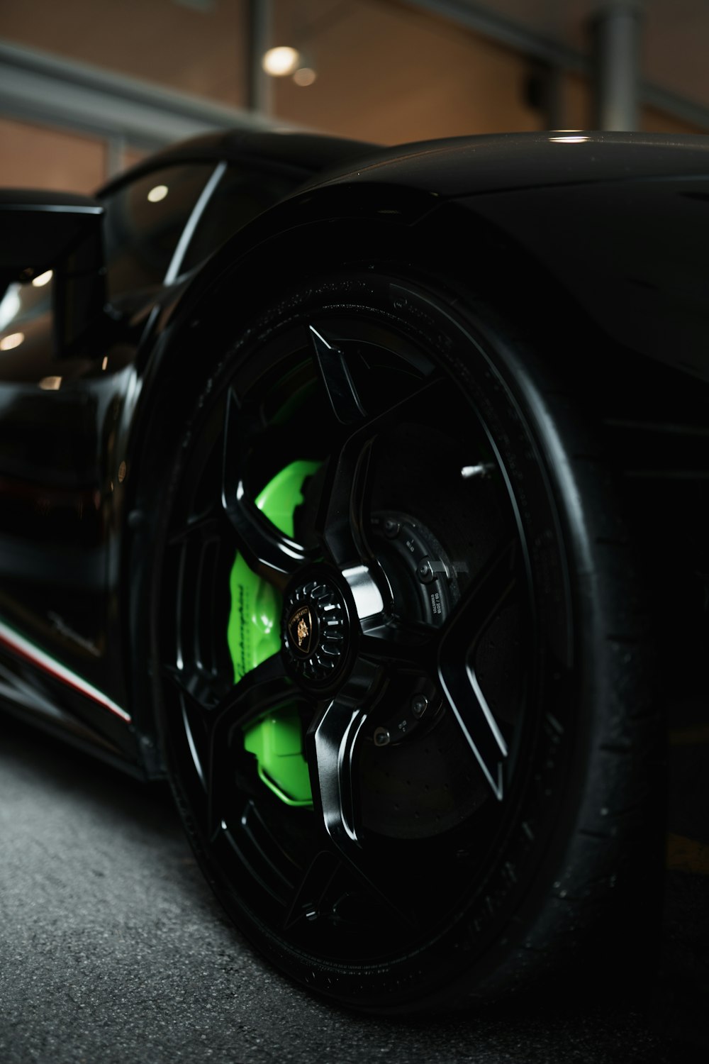 black and green car wheel