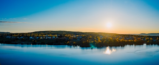 aerial view of city during night time in Sundsvall Sweden