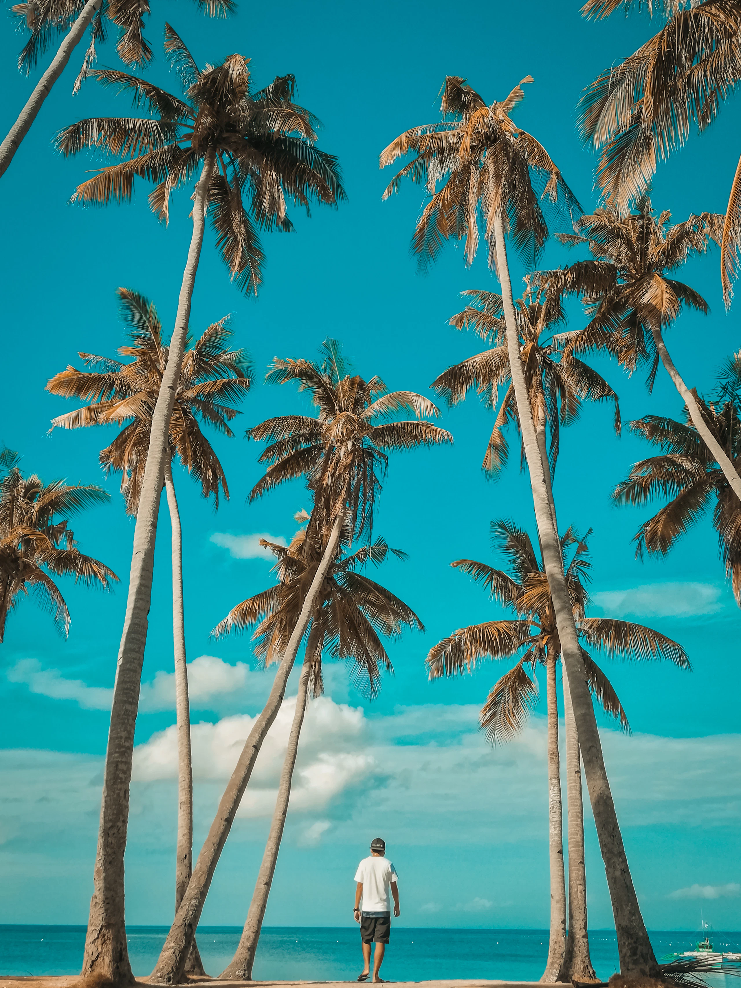 Late afternoon on a quiet beach in Siquijor, with a single bangka pulled up on the sand