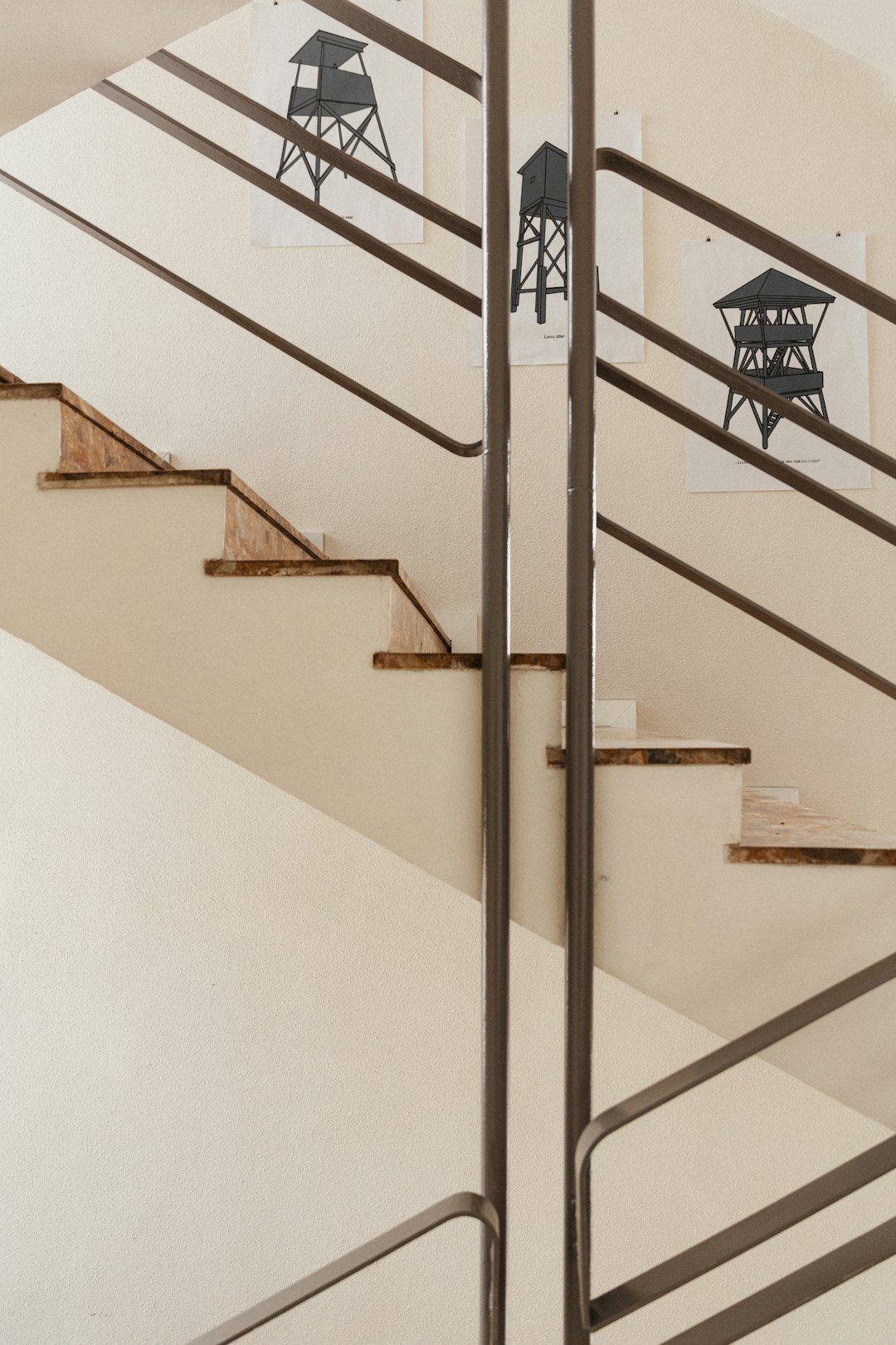 white and black staircase with white wall