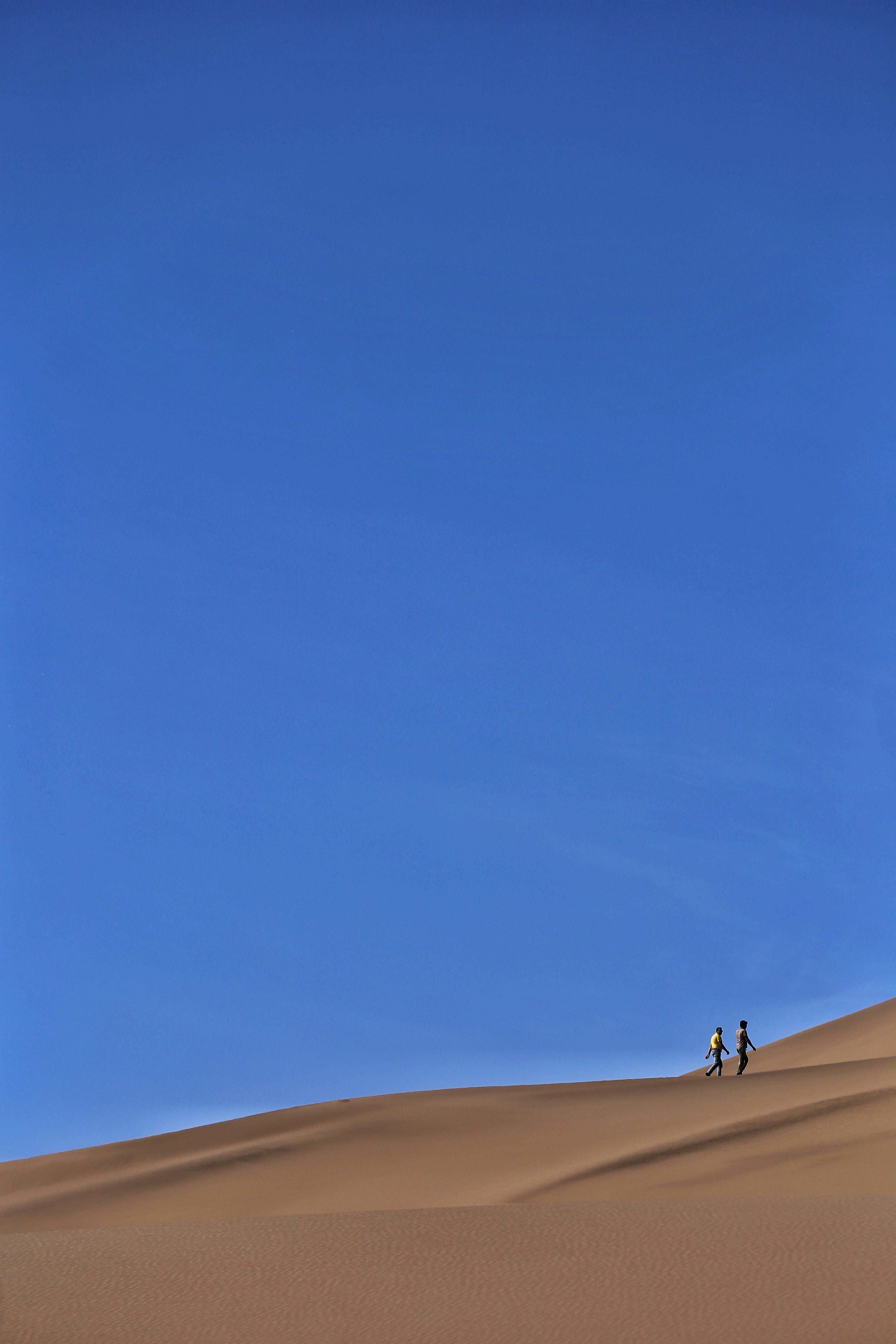 昼間に砂漠を歩く人々の写真 Unsplashで見つける青いの無料写真