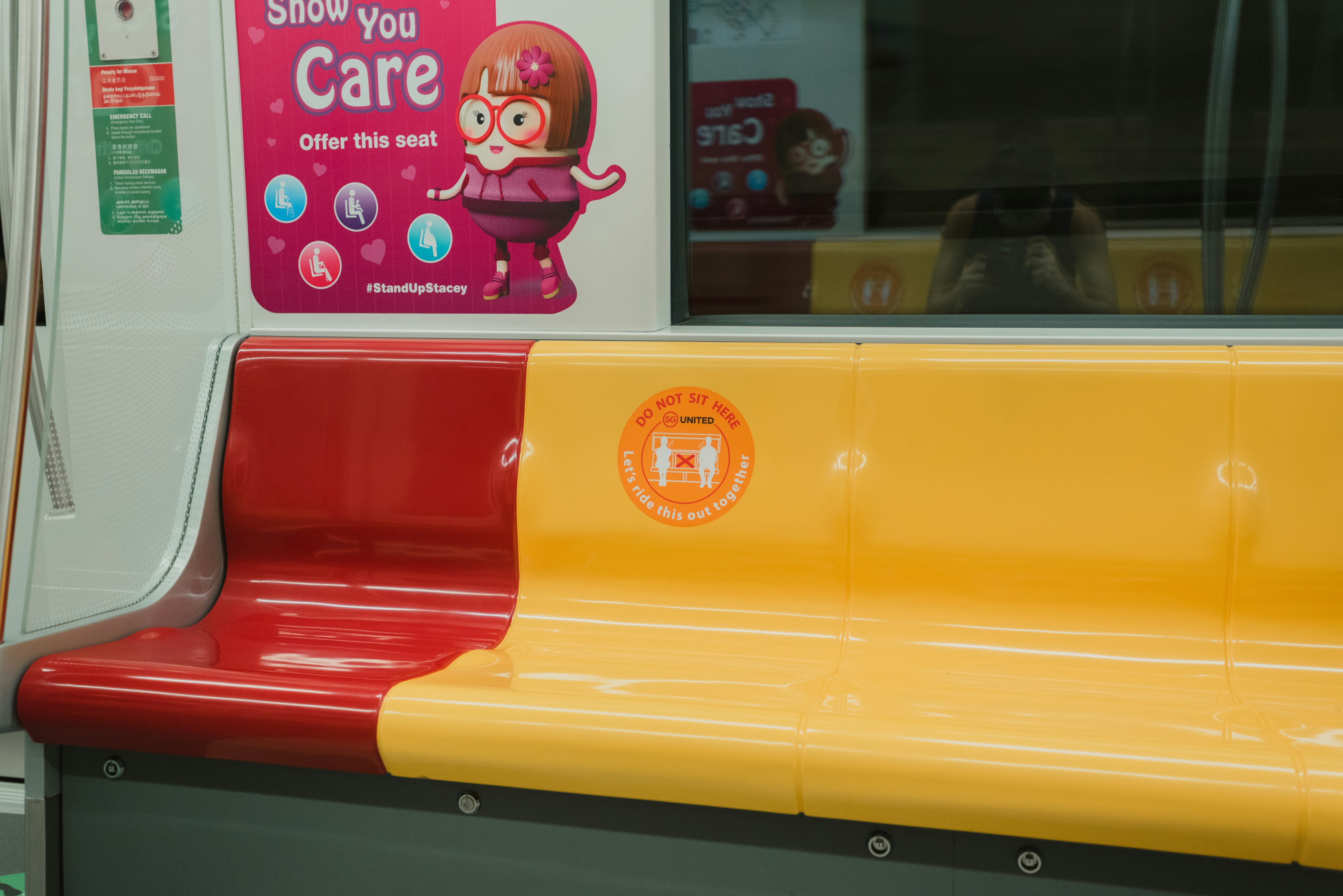 red and yellow leather seat