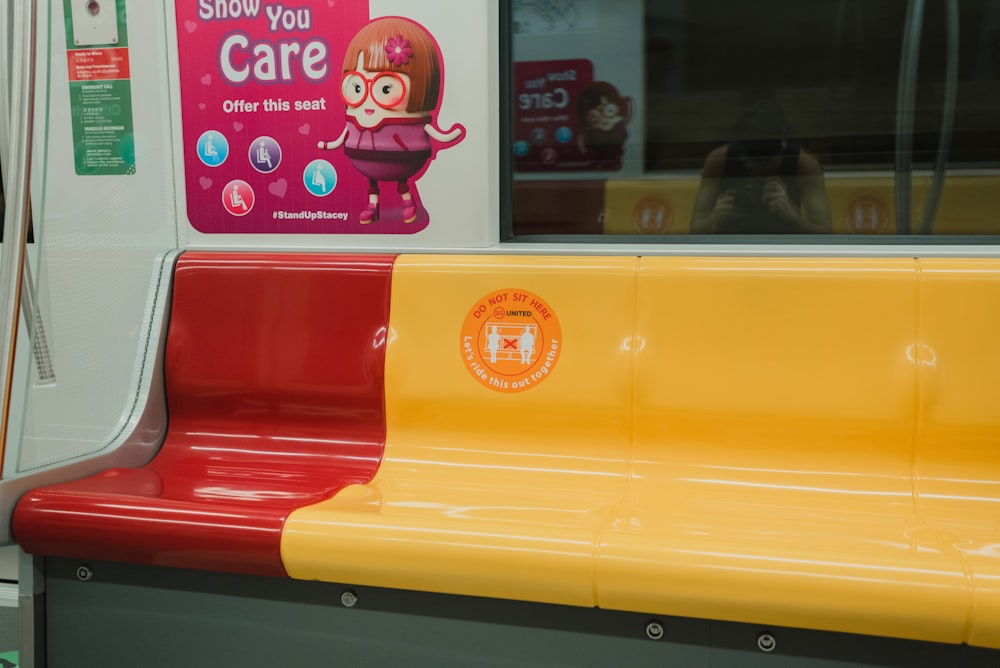 red and yellow leather seat