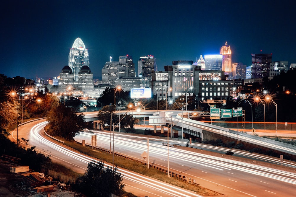 time lapse photography of city during night time