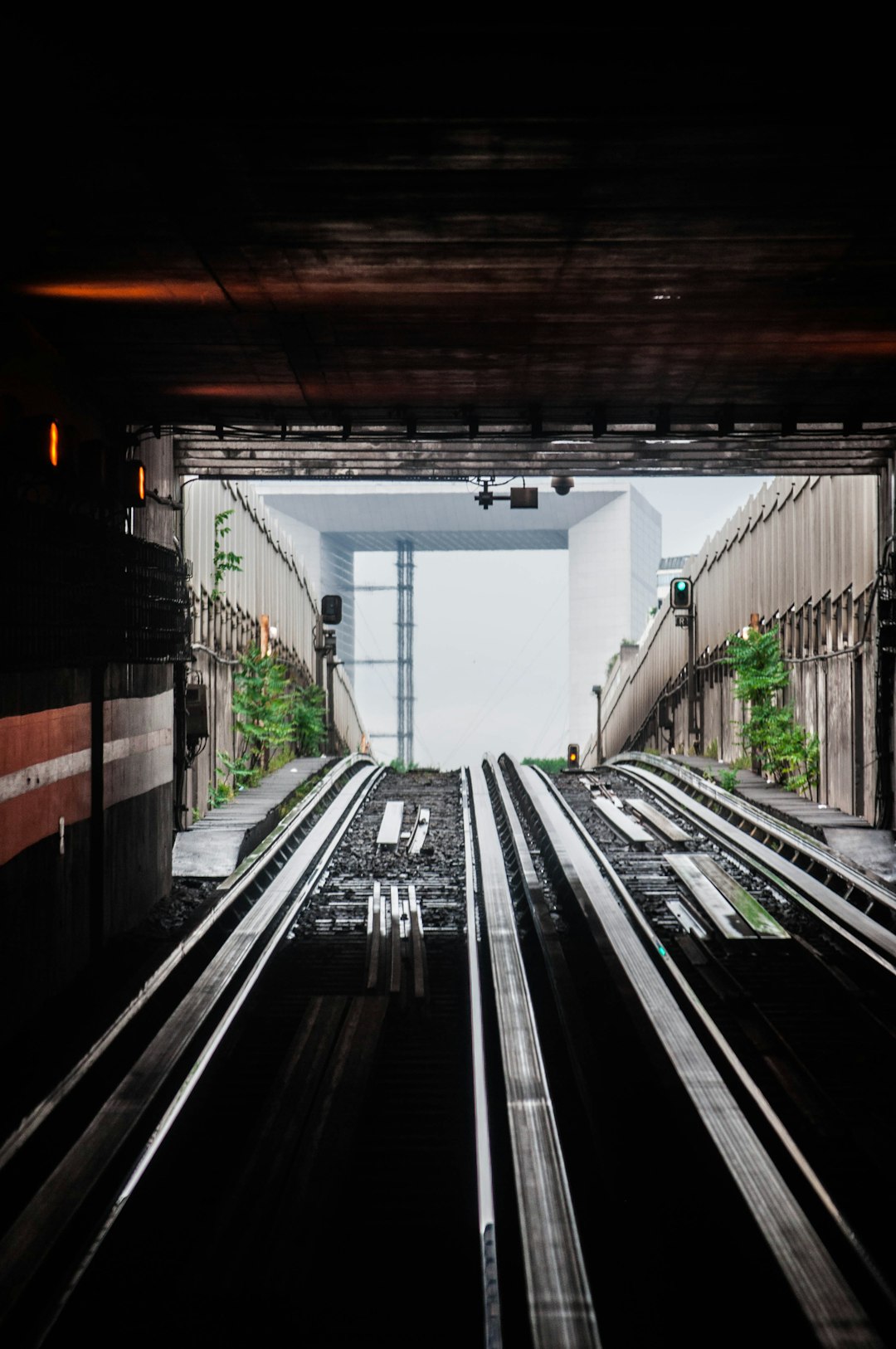 train rail in the tunnel