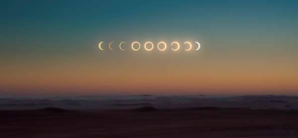 A time lapse photo of a solar eclipse 