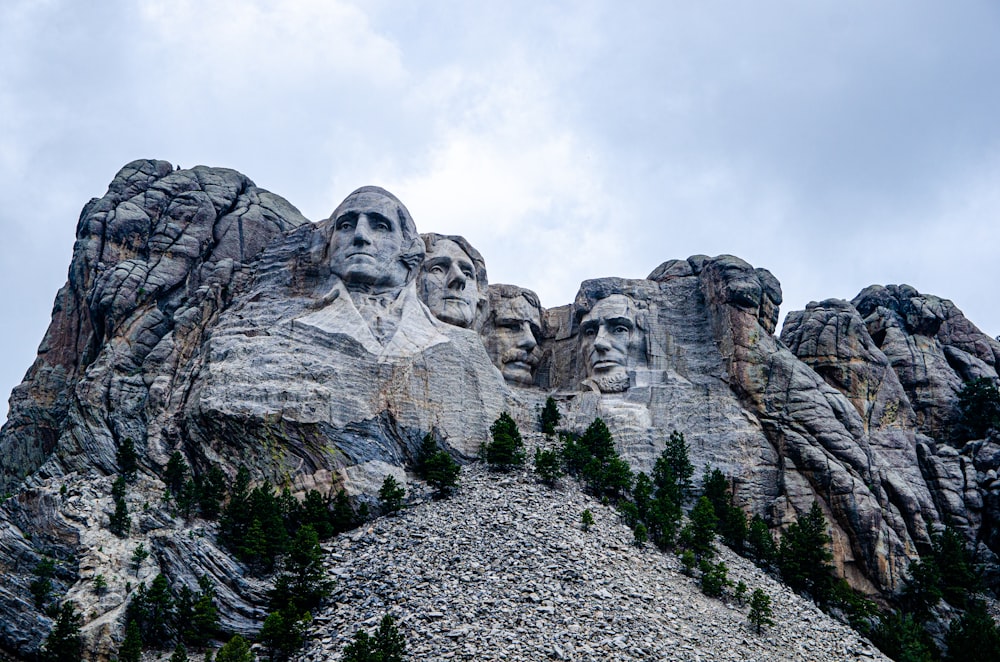 gray rock formation under white clouds during daytime