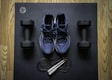 blue and black nike athletic shoes
