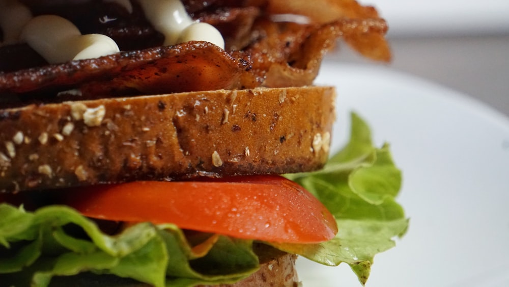 bread with tomato and green vegetable