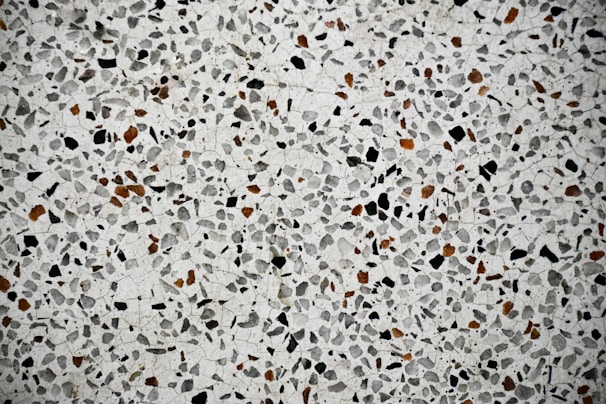 A terrazzo floor gleaming after deep cleaning, showcasing intricate stone patterns and colors.