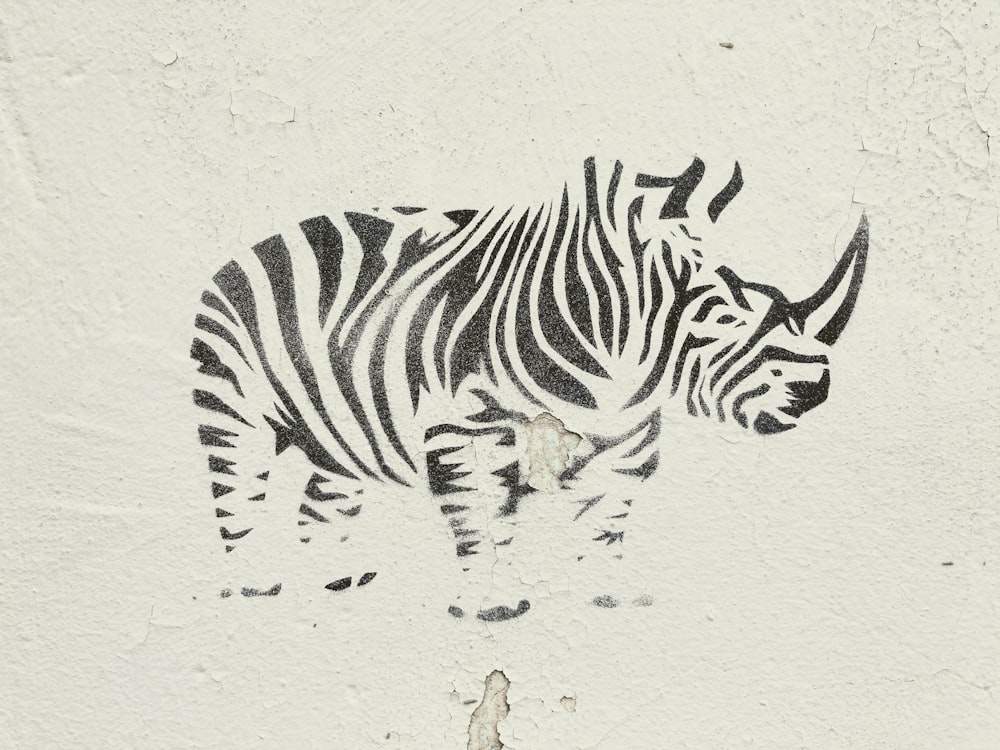 zebra animal head on white wall