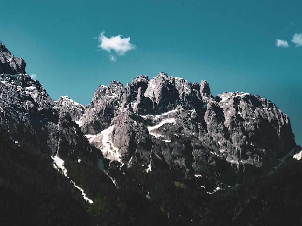 green grass and white and black rocky mountain under blue sky during daytime