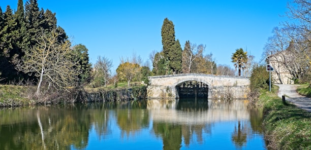 white concrete bridge over river