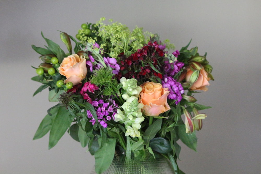 pink and yellow flower bouquet