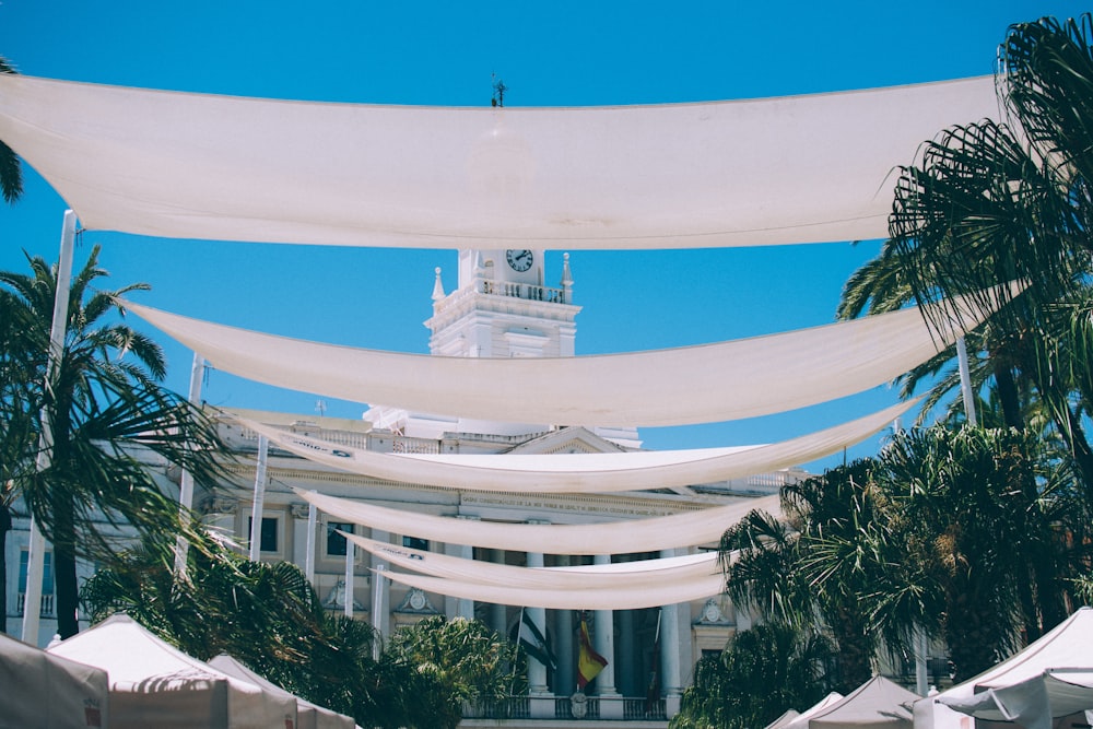 white and blue round structure