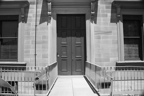 Photo of a sturdy commercial door installed at a business entrance.