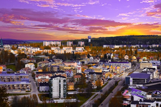 city with high rise buildings during night time in Örnsköldsvik Sweden