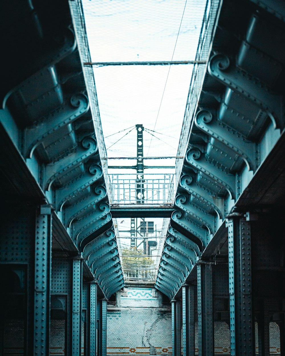 gray metal frame in a train station