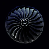 Detailed 3D model of a gas turbine blade set against a white background.