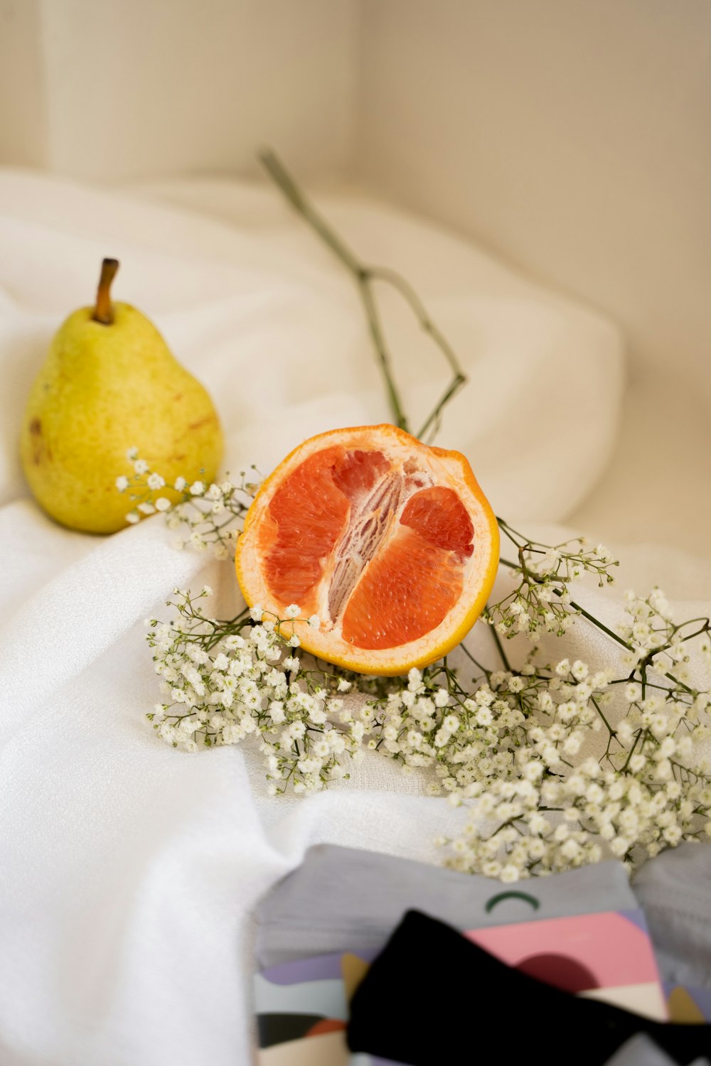 yellow fruit on white textile