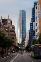 white and blue high rise building
