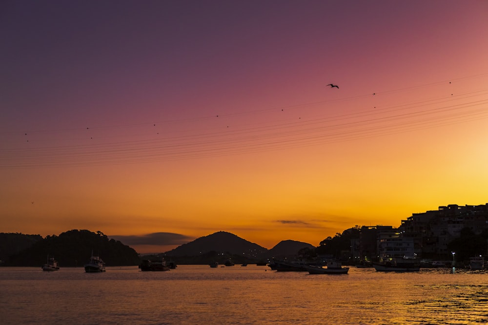 silhouette of mountain during sunset