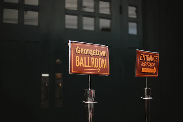New York City gala venue - a couple of signs that are next to each other
