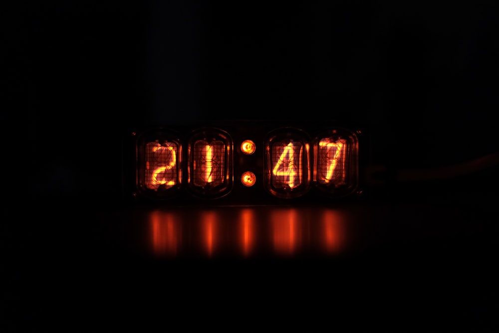 black and red digital clock