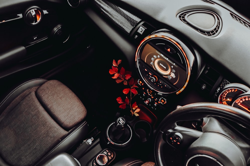 black and brown car interior