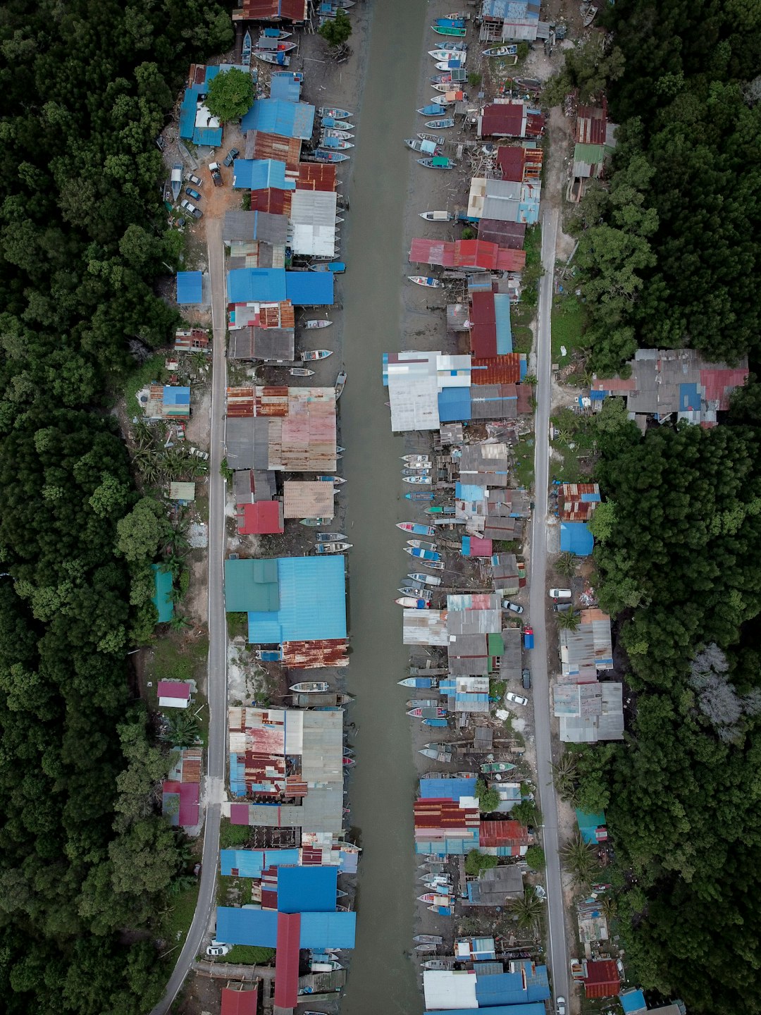 aerial view of houses and trees during daytime