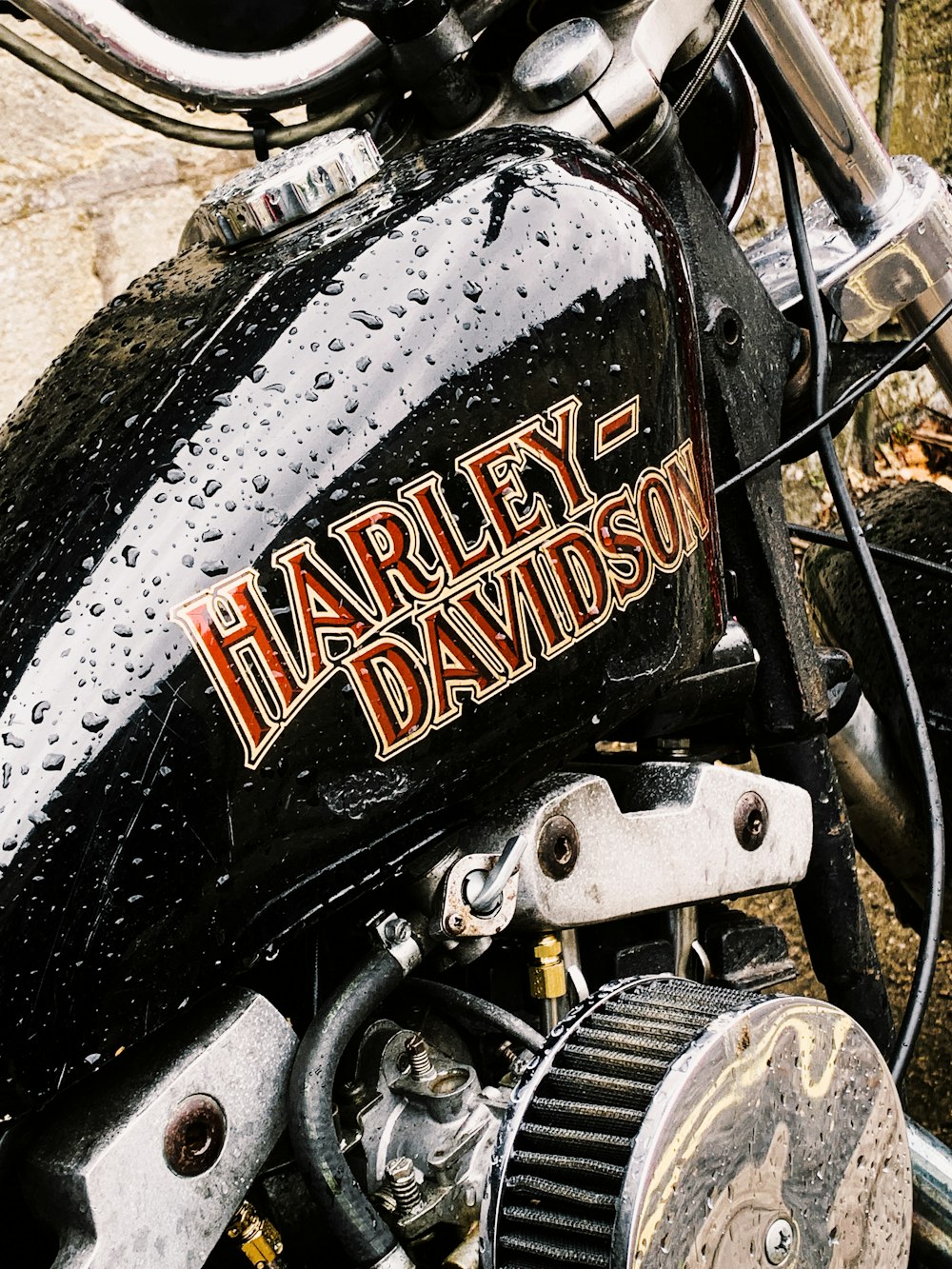 a close up of a harley davidson motorcycle