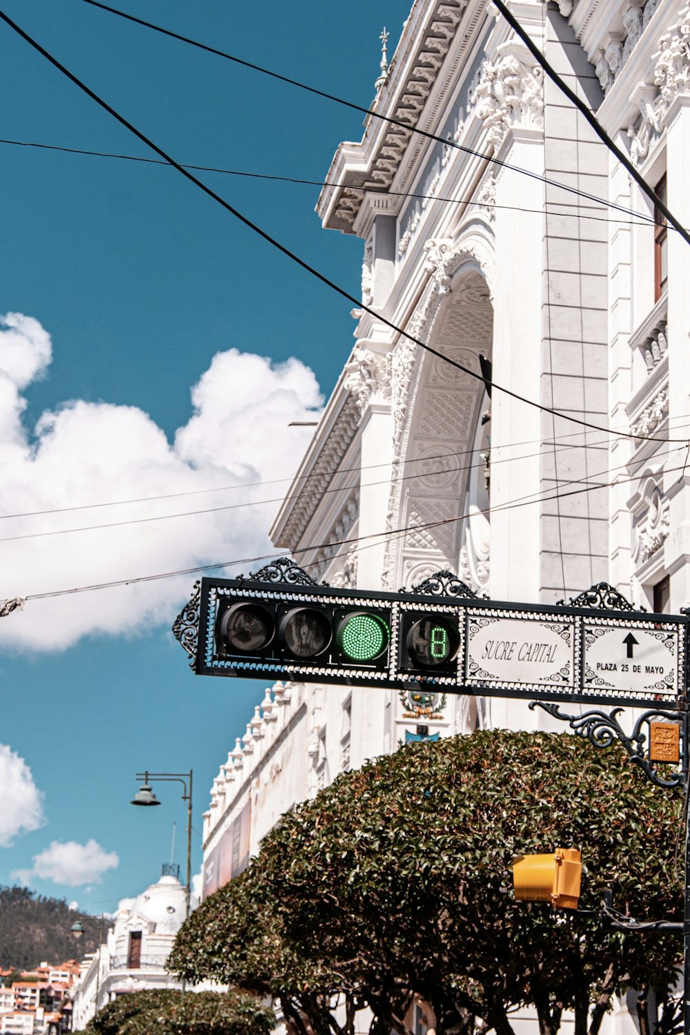 white and green street sign