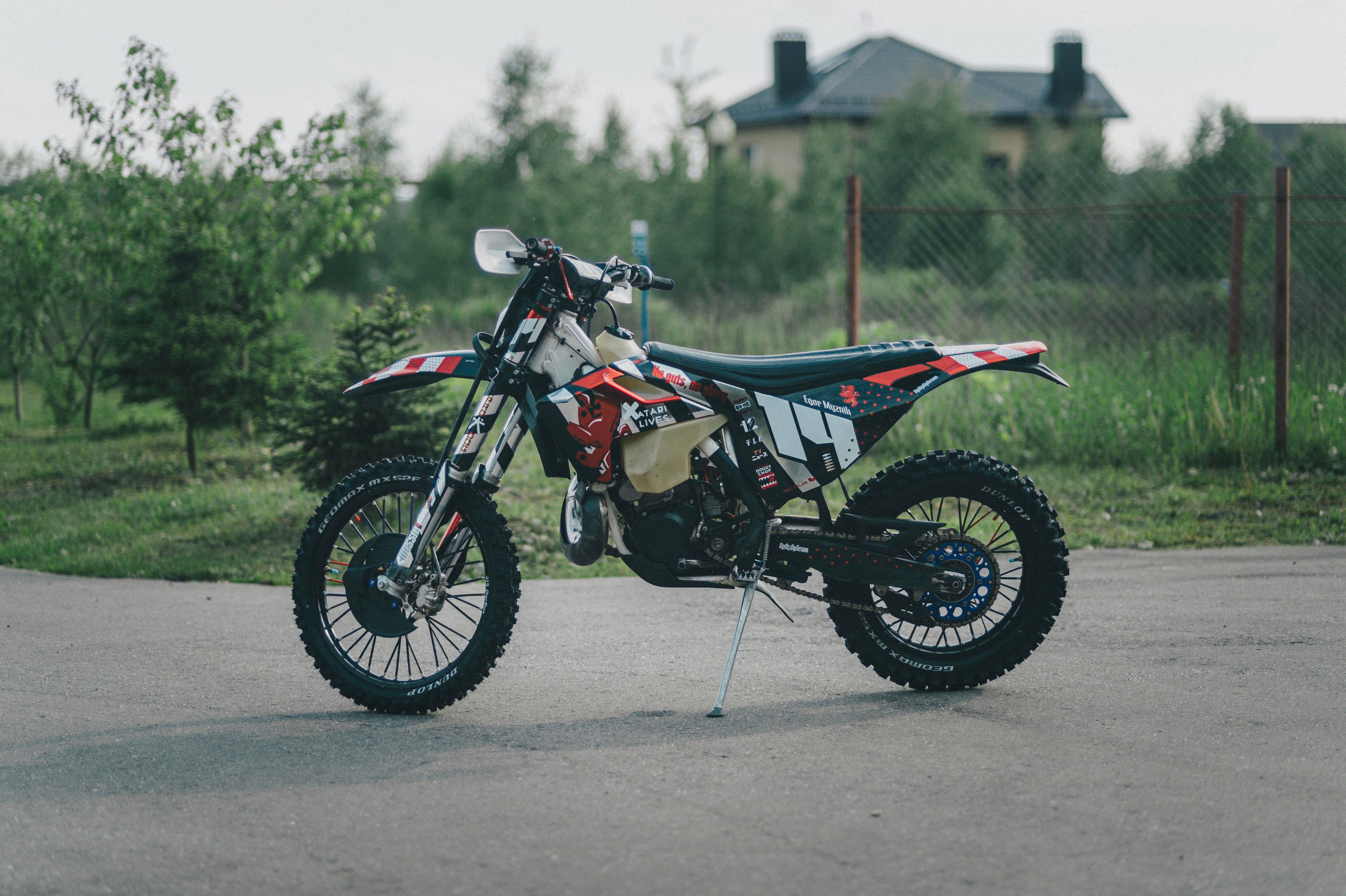 black and white motocross dirt bike