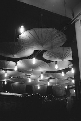 A unique lighting installation enhancing a restaurant ambiance.