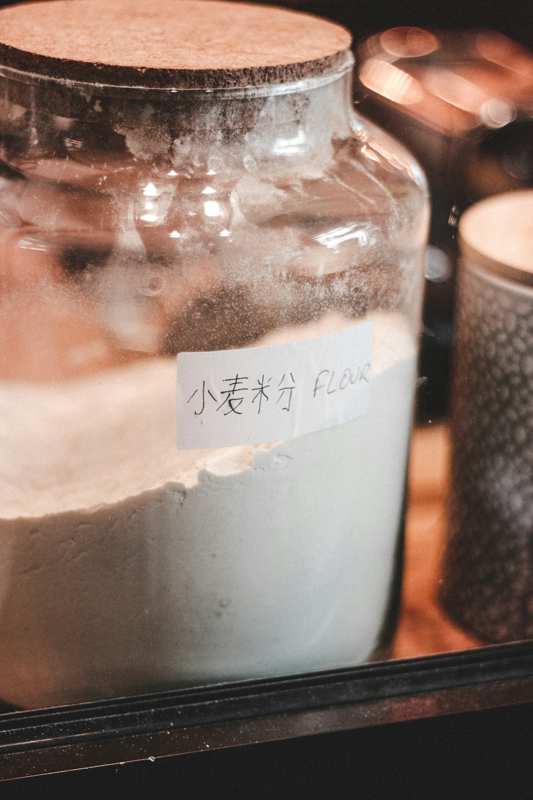 clear glass jar with white powder