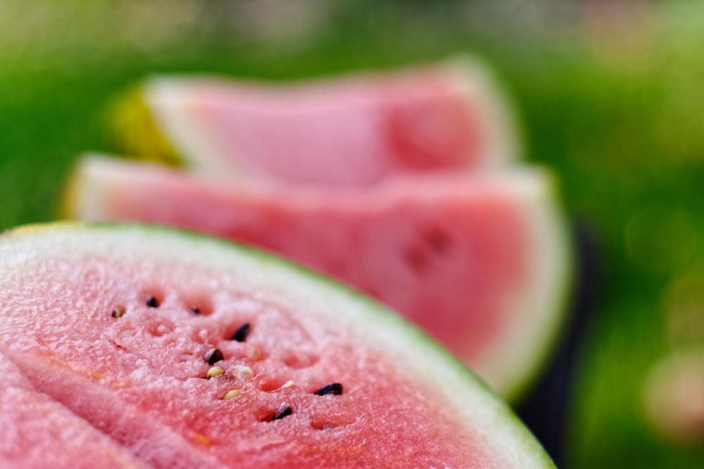 sliced watermelon in macro lens