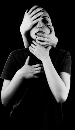 grayscale photo of man in crew neck t-shirt